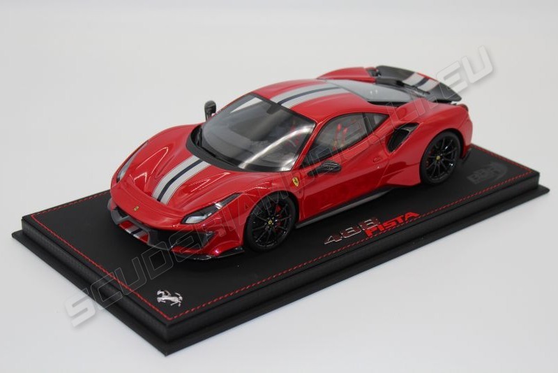 BBR Models Ferrari # Ferrari 488 PISTA - ROSSO CORSA / CARBON Rosso Corsa