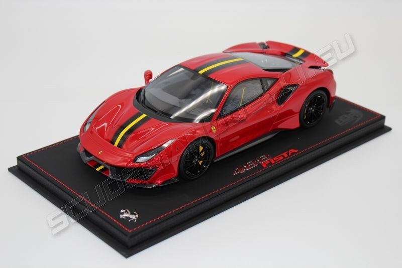 BBR Models Ferrari # Ferrari 488 PISTA - ROSSO CORSA / CARBON Rosso Corsa